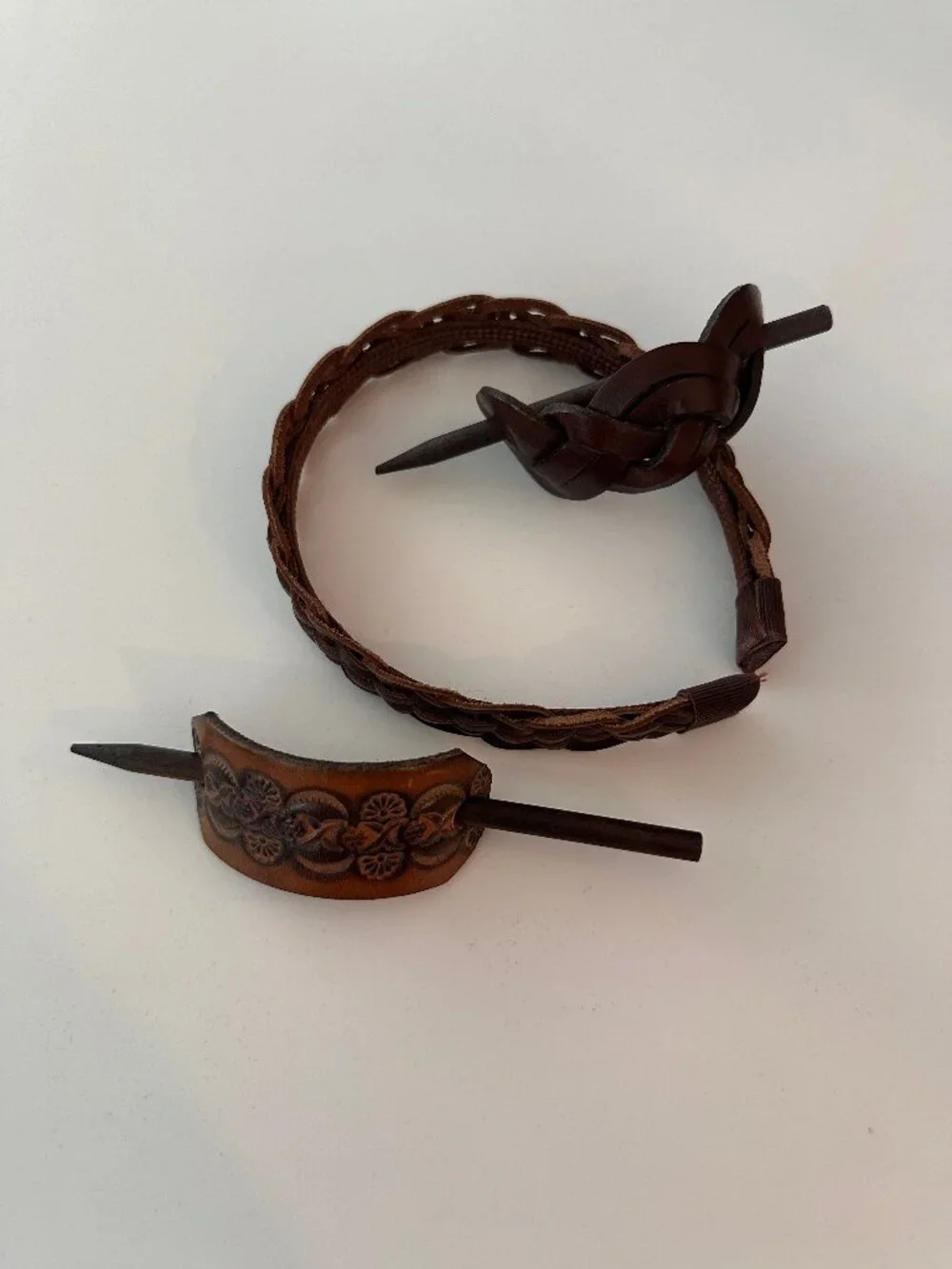 Set of 3 Leather Hair Accessories